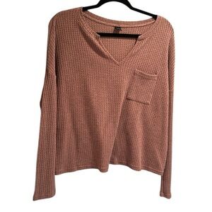 Women’s SHEIN pink waffle weave long sleeved shirt Size XL